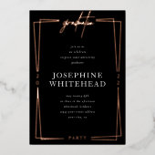 卒業式モダンパーティーブラックフォイル招待状 箔招待状 (正面)