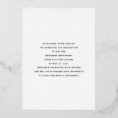 卒業式モダンブラックゴールドフォイル発表 箔招待状 (裏面)