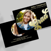 卒業式モダンミニマリストブラックと金ゴールド 案内状