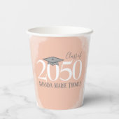 卒業式モダンミニマリストモタルボードオレンジ 紙コップ (裏面)