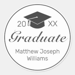 卒業式モダンミニマリスト白黒 ラウンドシール