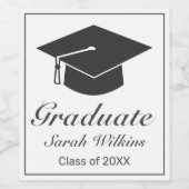 卒業式モダンミニマリスト白黒 ワインラベル (シングルラベル)