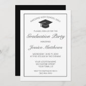 卒業式モダンミニマリスト白黒 招待状 (正面/裏面)