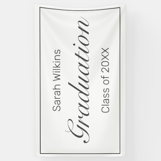 卒業式モダンミニマリスト白黒 横断幕 (縦)