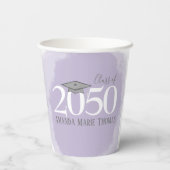 卒業式モダンミニマルなモタルボードパープル 紙コップ (裏面)