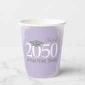 卒業式モダンミニマルなモタルボードパープル 紙コップ (正面)