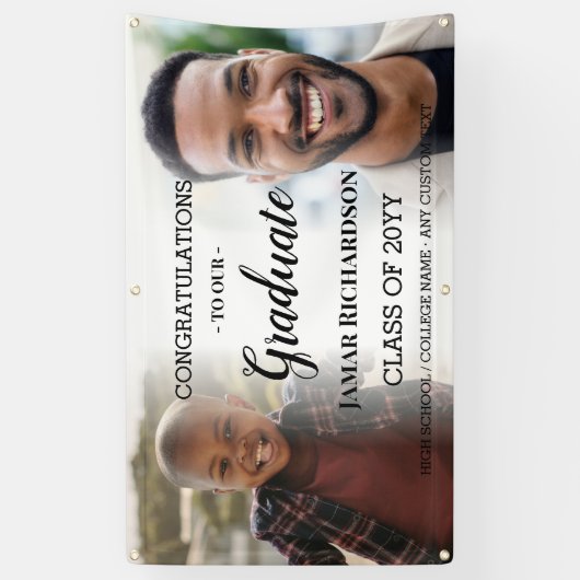 卒業式モダンメンズフォトコラージュパーソナライズされた 横断幕 (縦)