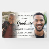 卒業式モダンメンズフォトコラージュパーソナライズされた 横断幕 (横)