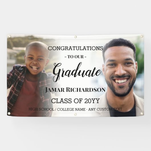 卒業式モダンメンズフォトコラージュパーソナライズされた 横断幕 (横)