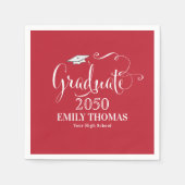 卒業式モダンモルタルボードミニマリスト赤 スタンダードカクテルナプキン (正面)