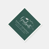 卒業式モダンモータルボードスクリプトダークグリーン スタンダードカクテルナプキン (角)