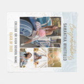 卒業式モダン2025フォトコラージュ記念 フリースブランケット (正面(横))