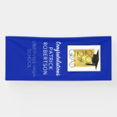 卒業式モダン20XXグラッドブルー王室の&金ゴールドドア 横断幕 (横)