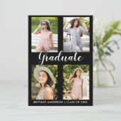 卒業式モダン4写真アナウンスメントカード 案内状 (スタンド正面)
