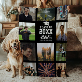 卒業式モダンInstagramトレンディーフォトコラージュ フリースブランケット