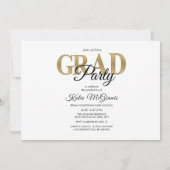 卒業式ユニークパーティ金ゴールド白写真 招待状 (裏面)