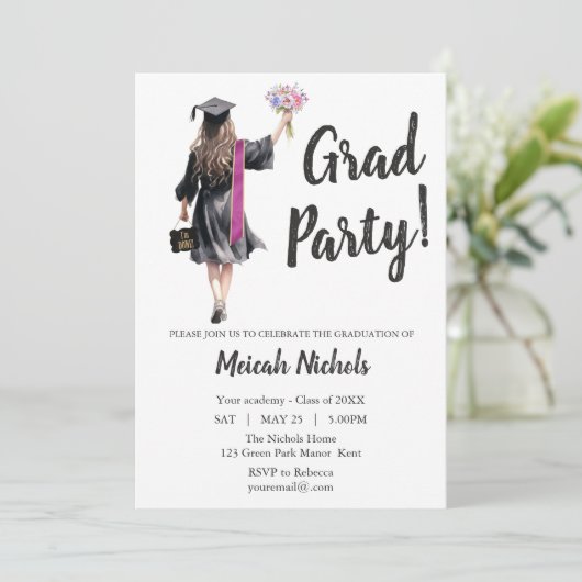 卒業式リーバーモダントレンディーガール招待状 招待状 (スタンド正面)