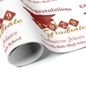 卒業式レパーソナライズされたッド&金ゴールド ラッピングペーパー (ロールコーナー)