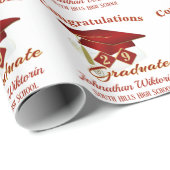 卒業式レパーソナライズされたッド&金ゴールド ラッピングペーパー (ロールコーナー)