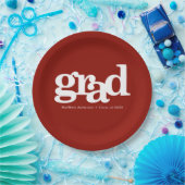 卒業式レンガはっきりした赤モダンシンプルタイポグラフィ ペーパープレート (パーティー)