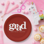 卒業式レンガはっきりした赤モダンシンプルタイポグラフィ ペーパープレート (パーティー)