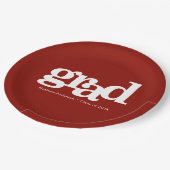 卒業式レンガはっきりした赤モダンシンプルタイポグラフィ ペーパープレート (アングル)