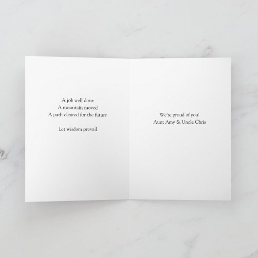 卒業式ワイズフクロウ感動的勇気付けられる カード (内部)