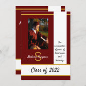 卒業式伝統的ダークレッド招待状 招待状 (正面/裏面)