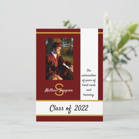 卒業式伝統的ダークレッド招待状 招待状 (スタンド正面)