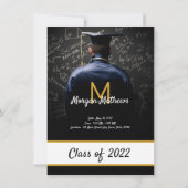 卒業式伝統的ブラック招待状 招待状 (裏面)