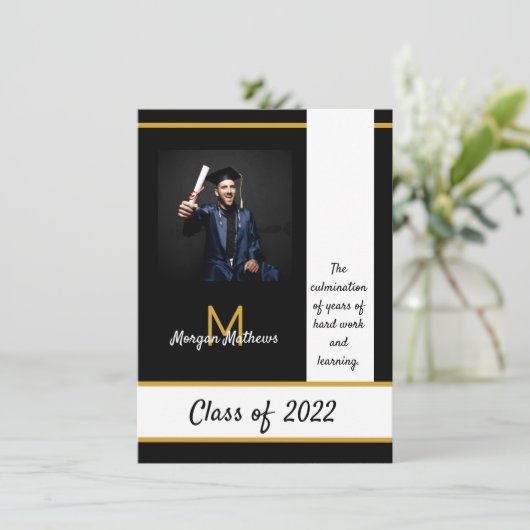 卒業式伝統的ブラック招待状 招待状 (スタンド正面)