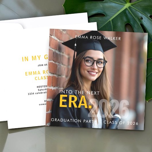 卒業式写真を使ったおしゃれなパーティー招待状「Grad Era」 招待状
