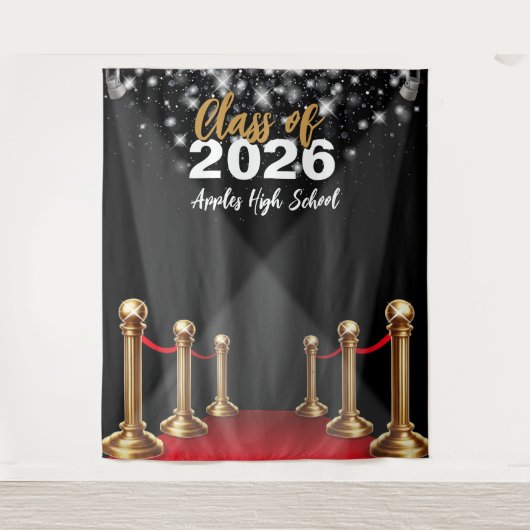 卒業式写真用背景 - ハリウッド レッドカーペット タペストリー (正面)