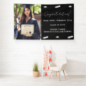 卒業式写真 キャップ＆卒業証書 ネイビーブルーテンプレート 横断幕 (インサイチュ)