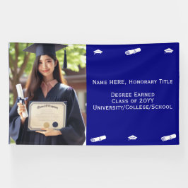 卒業式写真 キャップ＆卒業証書 ネイビーブルーテンプレート 横断幕