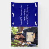 卒業式写真 キャップ&卒業証書 ネイビーブルーテンプレート 横断幕 (縦)