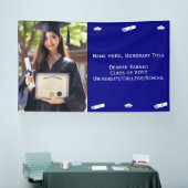 卒業式写真 キャップ&卒業証書 ネイビーブルーテンプレート 横断幕 (トレードショー)