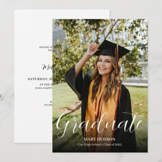 卒業式写真 卒業証書授与式 招待状 (正面/裏面)