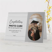 卒業式変更プラン写真はっきりしたタイポグラフィ  カード (黄色い花)