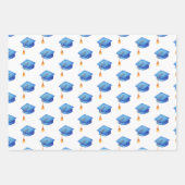 卒業式帽子卒業証書とメダルのパターン ラッピングペーパーシート (正面2)