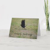 卒業式引越しブラッククロウ飛んでいるグッドウィッシュ カード (正面)