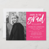 卒業式応援へのピンクの卒業式 招待状 (正面)