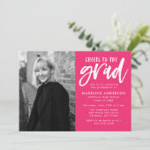 卒業式応援へのピンクの卒業式 招待状 (スタンド正面)