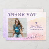 卒業式感謝していピンクガーリーの写真はがき サンキューカード (正面/裏面)