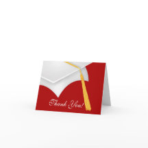 卒業式感謝のノートカード白い赤い色の帽子