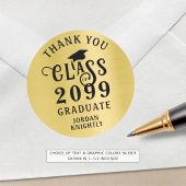 卒業式感謝カスタムカラー 偽ゴールド箔 ラウンドシール