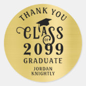 卒業式感謝カスタムカラー 偽ゴールド箔 ラウンドシール (正面)