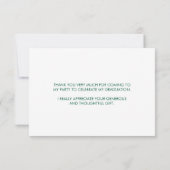 卒業式感謝カード - シンプル、写真、緑 招待状 (裏面)