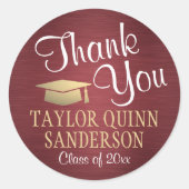 卒業式感謝メッセージ スクリプト バーガンディ ゴールド ラウンドシール (正面)