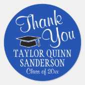 卒業式感謝メッセージ スクリプト ロイヤルブルーとホワイト ラウンドシール (正面)